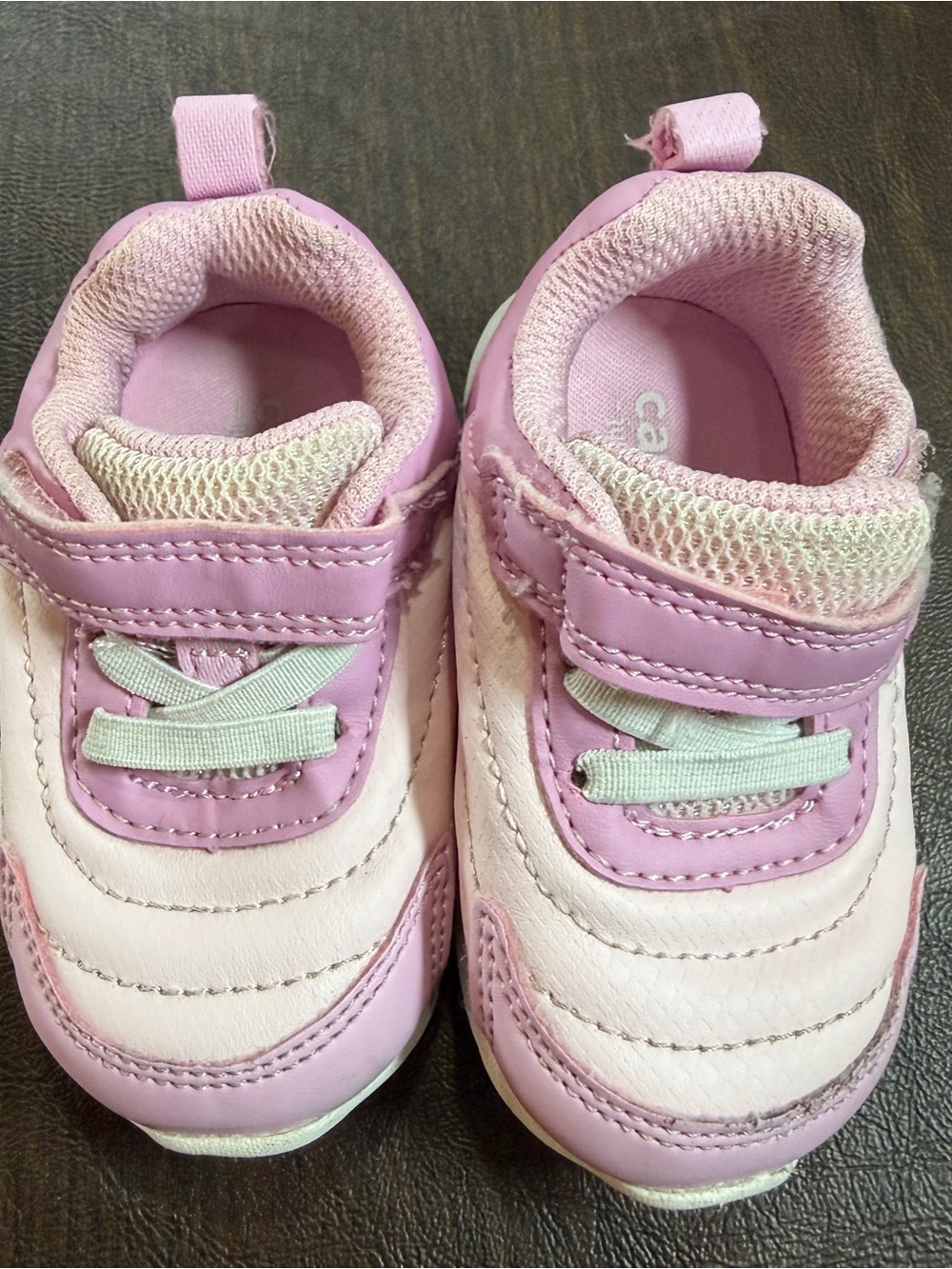 Carters Pink Two Tone Velcro Tennis Shoes Girl's Size 3